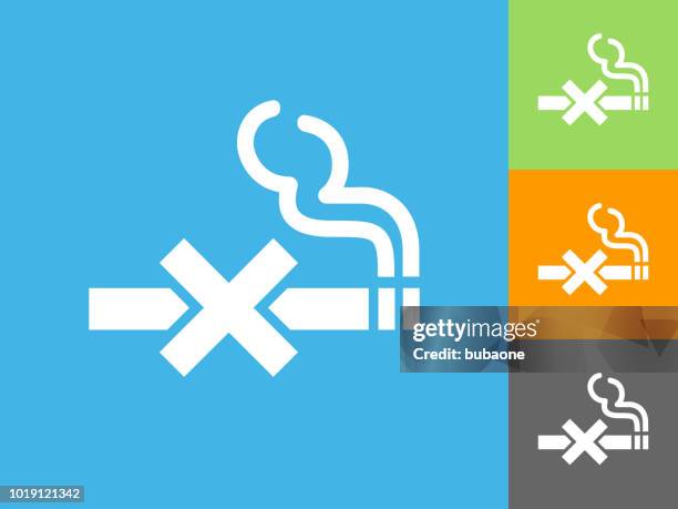 kein rauchen flache symbol auf blauem hintergrund - rauchverbotsschild stock-grafiken, -clipart, -cartoons und -symbole