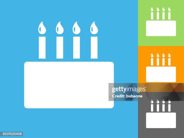 birthday cake  flat icon on blue background - birthday candles stock illustrations