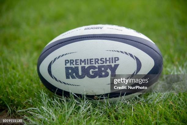 Rugby ball photographed during the Pre Season friendly match between Connacht Rugby and Wasps at Dubarry Park in Athlone, Ireland on August 18, 2018