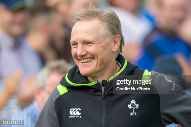 Irish rugby union coach Joe Schmitd pictured during the Pre Season friendly match between Connacht Rugby and Wasps at Dubarry Park in Athlone,...