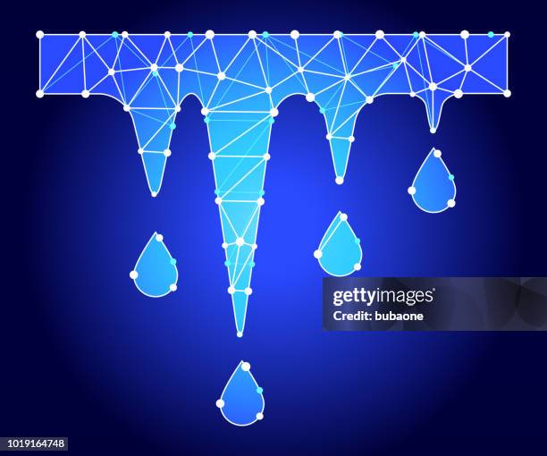 melting icicles blue triangle node vector pattern - icicles stock illustrations