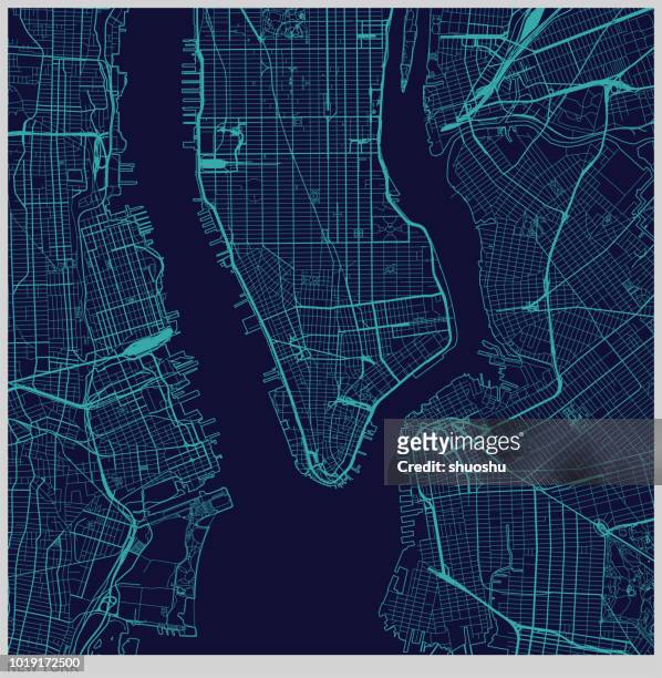vektor der new york city karte illustration - new york map stock-grafiken, -clipart, -cartoons und -symbole