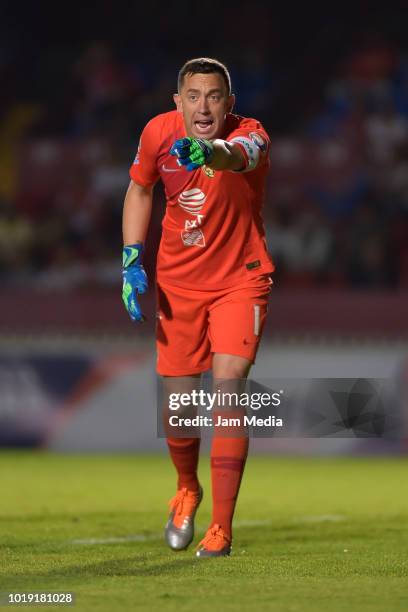 Goalkeeper Agustin Marchesin of America reacts during a match between Veracruz and Club America as part of Copa MX Apertura 2018 at Luis 'Pirata' de...