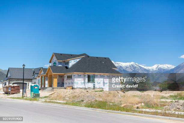 partially built house under construction in utah - utah house stock pictures, royalty-free photos & images