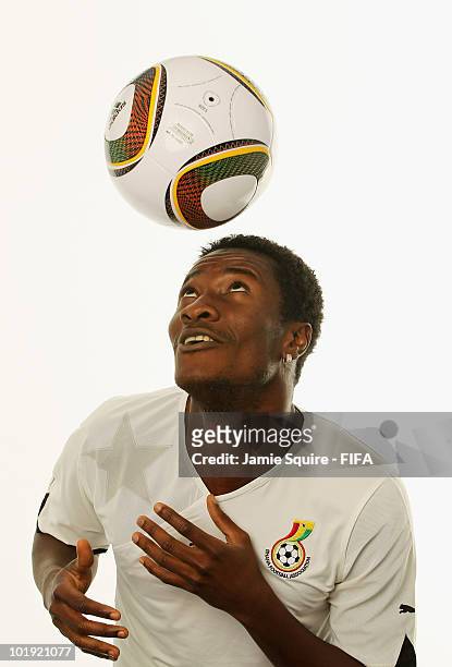 Asamoah Gyan of Ghana poses during the official Fifa World Cup 2010 portrait session on June 8, 2010 in Johannesburg, South Africa.