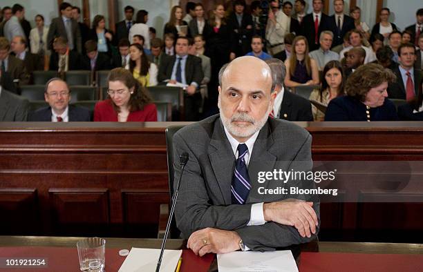 Ben S. Bernanke, chairman of the U.S. Federal Reserve, waits for the start of a House Budget Committee hearing on the state of the economy in...