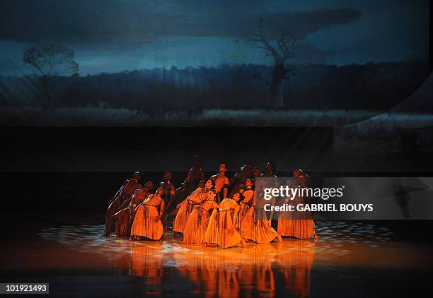 Dancers perform during the opening ceremony of the 60th FIFA Congress in Johannesburg on June 9 two days before the start of the 2010 World Cup...
