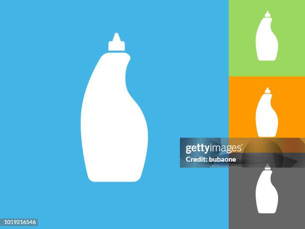 cleaning solution flat icon on blue background - cleaning solution stock illustrations