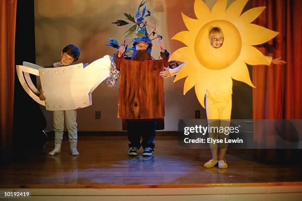 children (4-6) in school play - stage costume stock pictures, royalty-free photos & images