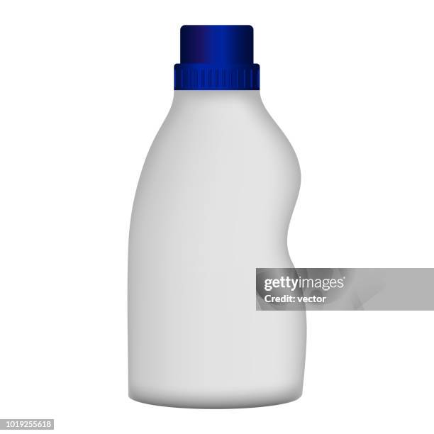 plastic bottle cleaner mockup, realistic style - fabric softener bottle stock illustrations