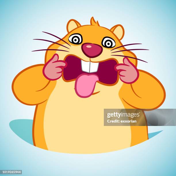 illustrazioni stock, clip art, cartoni animati e icone di tendenza di grimace groundhog personaggio dei cartoni animati - hamster