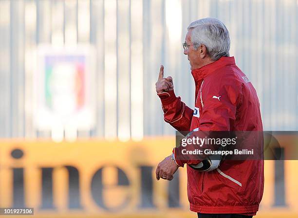 Italy Head Coach Marcello Lippi during the Italy training in Centurion during the 2010 FIFA World Cup on June 9, 2010 in Centurion, South Africa.