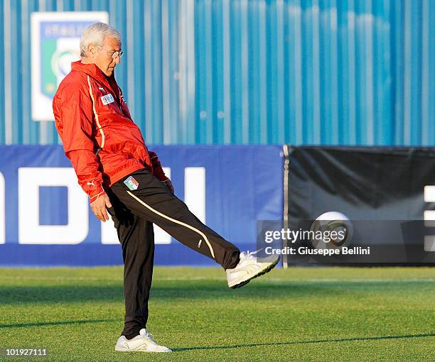 Italy Head Coach Marcello Lippi during the Italy training in Centurion during the 2010 FIFA World Cup on June 9, 2010 in Centurion, South Africa.