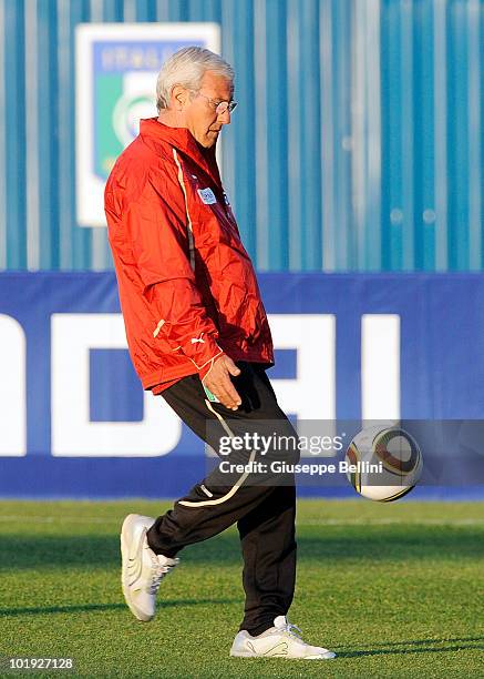 Italy Head Coach Marcello Lippi during the Italy training in Centurion during the 2010 FIFA World Cup on June 9, 2010 in Centurion, South Africa.