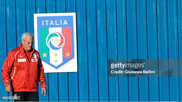 Italy Head Coach Marcello Lippi during the Italy Training in Centurion during the 2010 FIFA World Cup on June 9, 2010 in Centurion, South Africa.