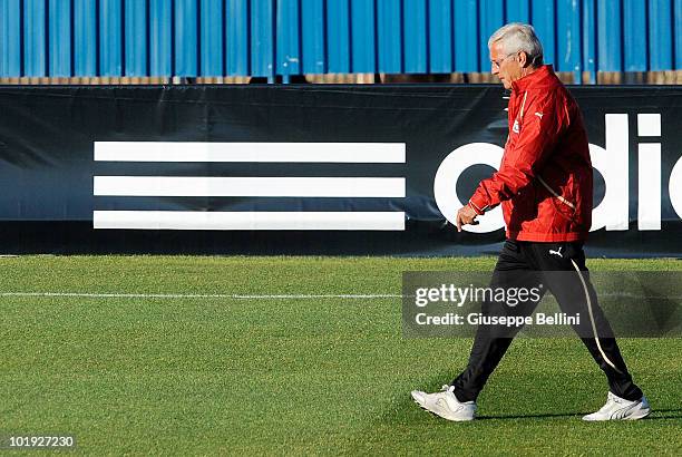 Italy Head Coach Marcello Lippi during the Italy Training in Centurion during the 2010 FIFA World Cup on June 9, 2010 in Centurion, South Africa.