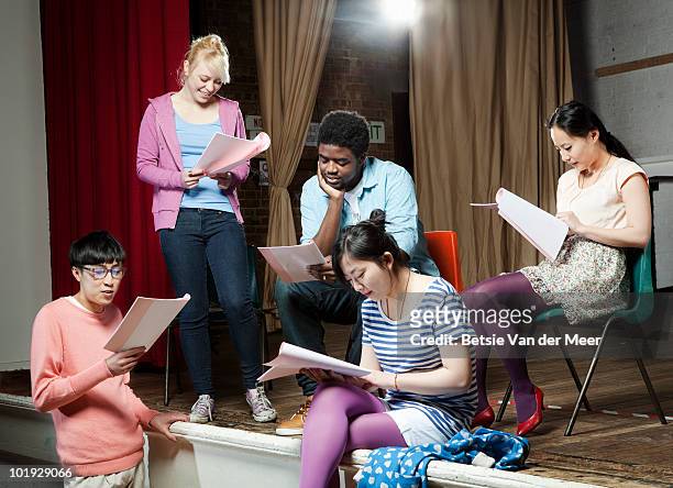 students rehearsing play. - male actor stock pictures, royalty-free photos & images