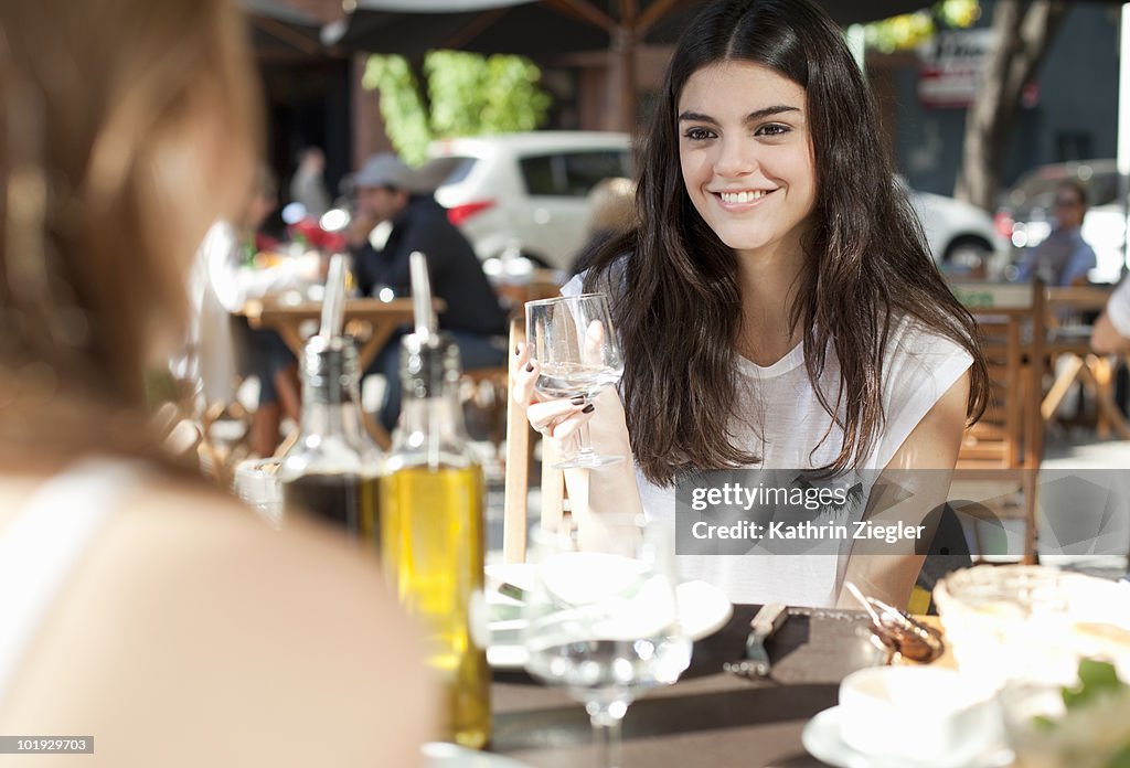 Two young women in a restaurant