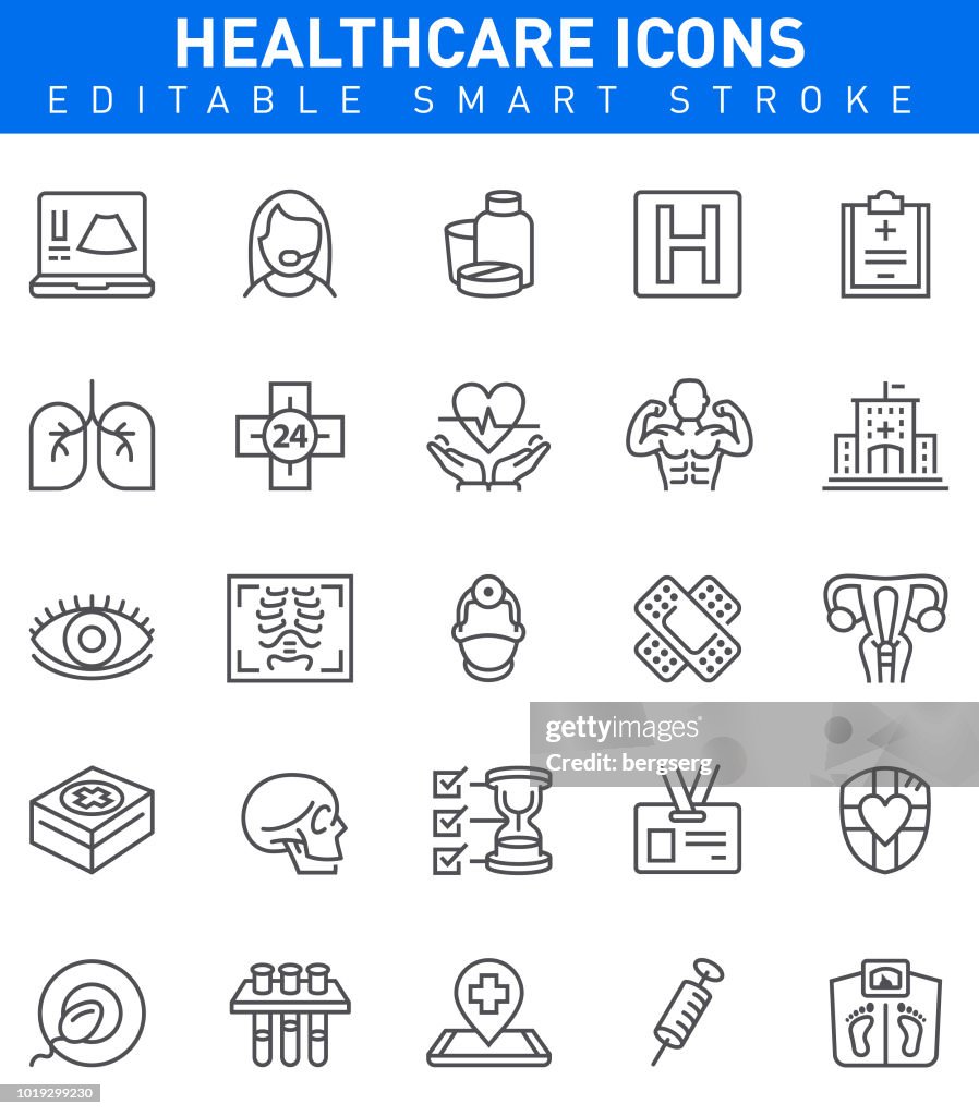 Healthcare Icons. Editable stroke