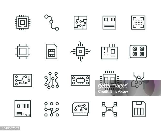 ilustrações, clipart, desenhos animados e ícones de conjunto de ícones de eletrônica abstrata - cérebro de animal