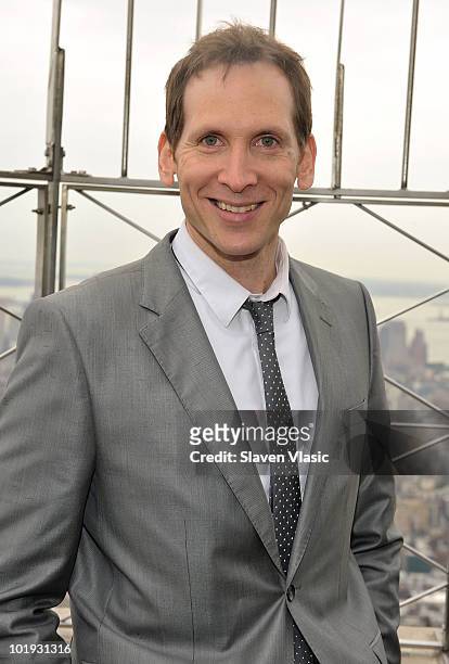 Tony Awards nominee Stephen Kunken visits The Empire State Building on June 9, 2010 in New York City.