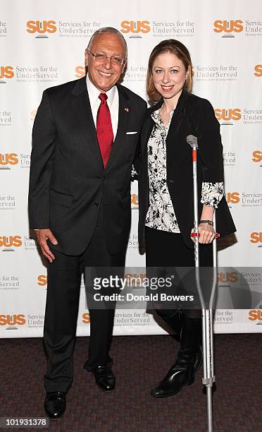 Robert Catell and Chelsea Clinton attend the Services For The Underserved honoring President Bill Clinton with a Humanitarian Award at Frederick P....