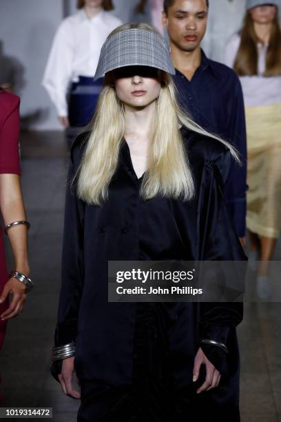 Models walk the runway at the Moire show during Oslo Runway SS19 at Bankplassen 4 on August 15, 2018 in Oslo, Norway.