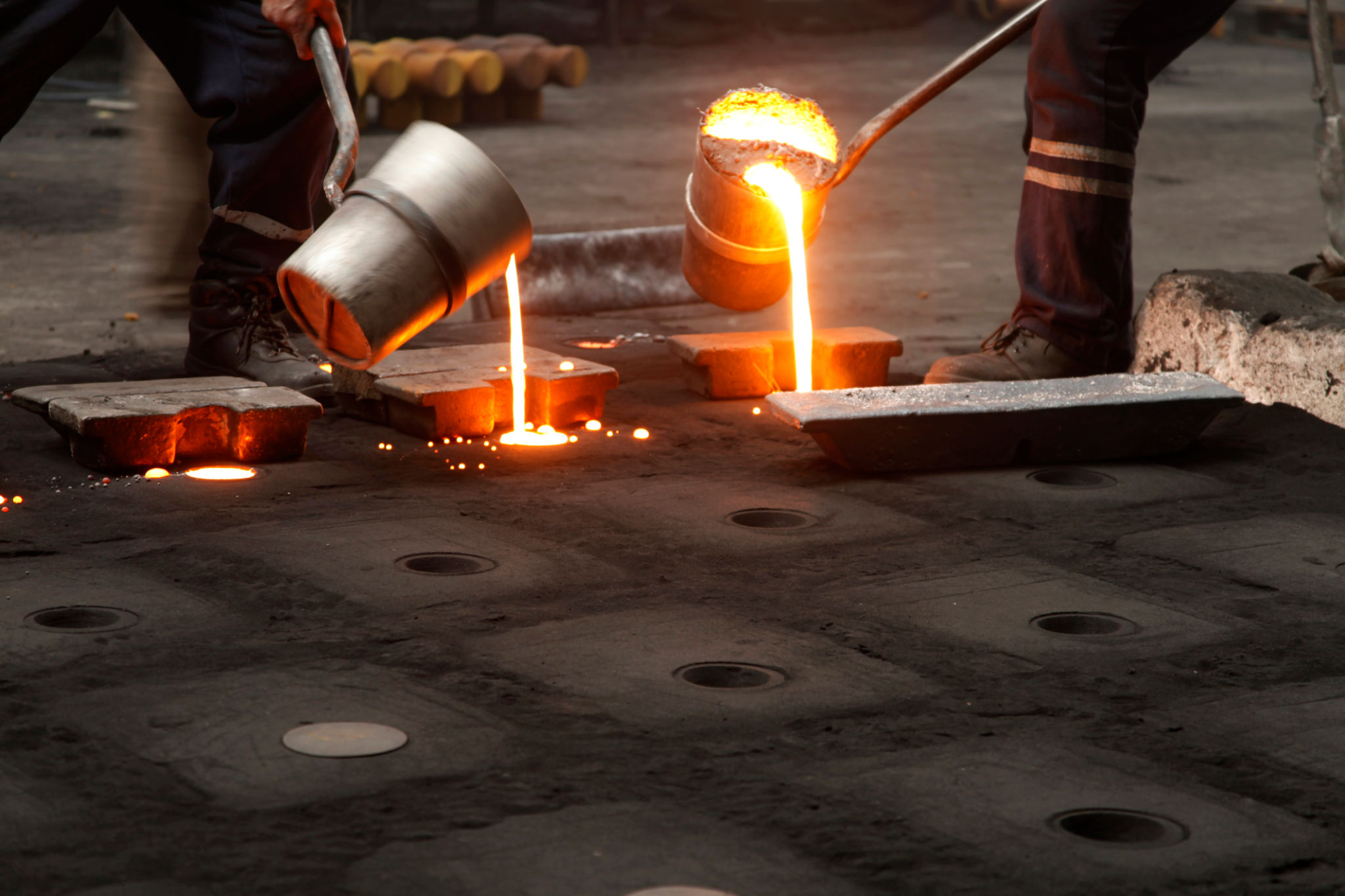 metal casting outdoors