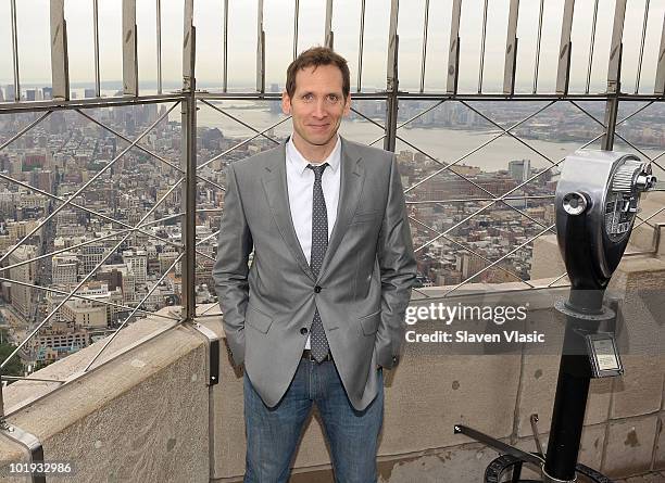 Tony Awards nominee Stephen Kunken visits The Empire State Building on June 9, 2010 in New York City.
