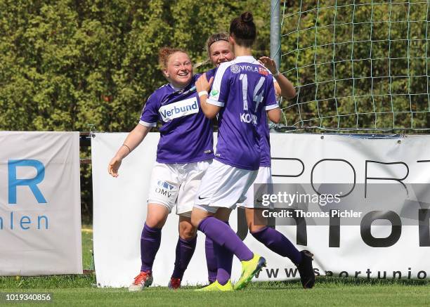 Jubilation by Martina Maedl of SG USC Landhaus Austria Wien, Annalena Wucher of SG USC Landhaus Austria Wien and Lena Kovar of SG USC Landhaus...