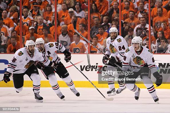 Patrick Sharp, Brian Campbell and Adam Burish 2010 Stanley Cup