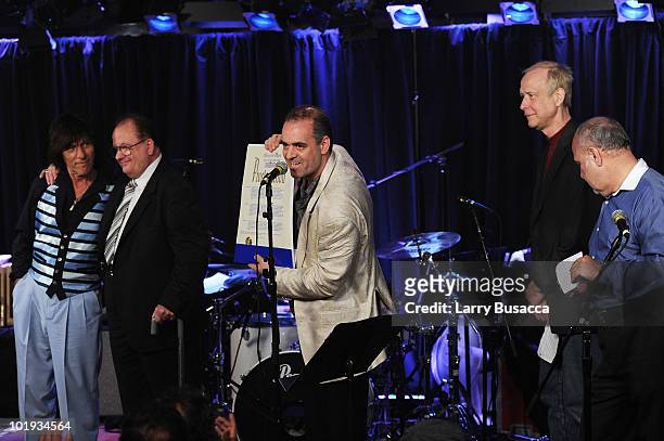Musician Jeff Beck, musician Russ Paul, Iridium Jazz Club owner Ron Sturm, Gibson Guitar Chairman and CEO Henry Juszkiewicz and Harvey Goldsmith...