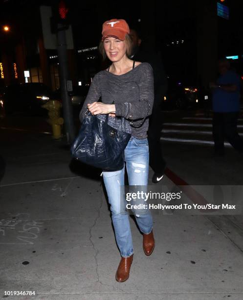 Renee Zellweger is seen on August 18, 2018 in Los Angeles, CA.