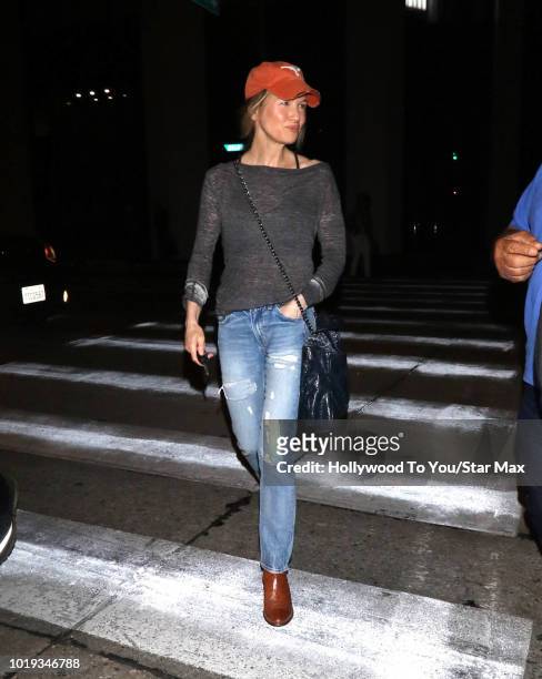 Renee Zellweger is seen on August 18, 2018 in Los Angeles, CA.