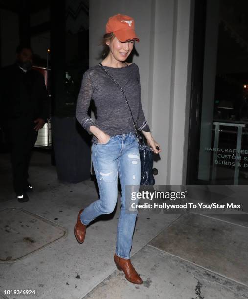 Renee Zellweger is seen on August 18, 2018 in Los Angeles, CA.
