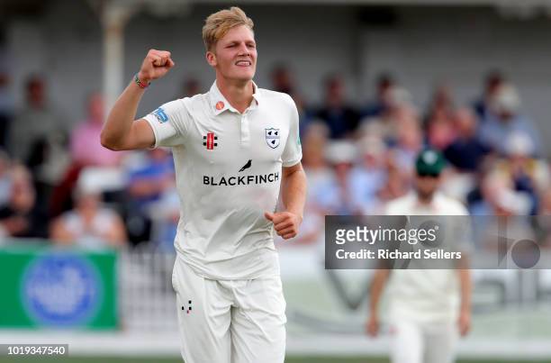 Worcestershire's Dillon Pennington celebrates during day one of the Specsavers Championship Division One match between Yorkshire and Worcestershire...