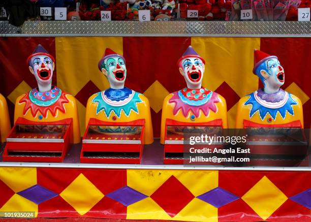 sideshow clowns - fun fair stock pictures, royalty-free photos & images