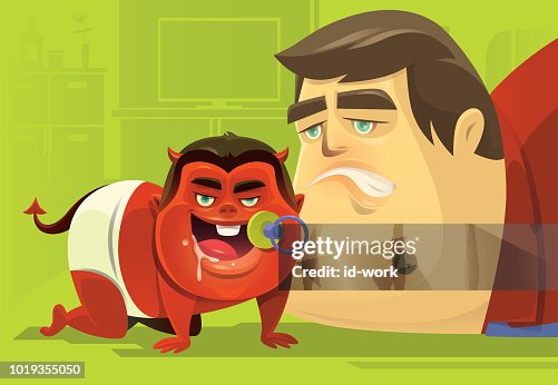 Devil Dad Sad Father With Devil Baby High-Res Vector Graphic - Getty Images
