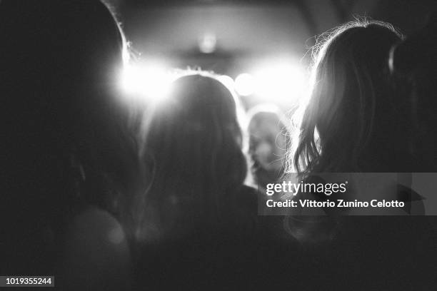 Models backstage ahead of the Line of Oslo show during Oslo Runway SS19 at Bankplassen 4 on August 15, 2018 in Oslo, Norway.