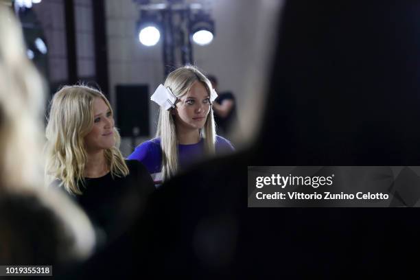 Models are seen during the rehearsal ahead of the Line of Oslo show during Oslo Runway SS19 at Bankplassen 4 on August 15, 2018 in Oslo, Norway.