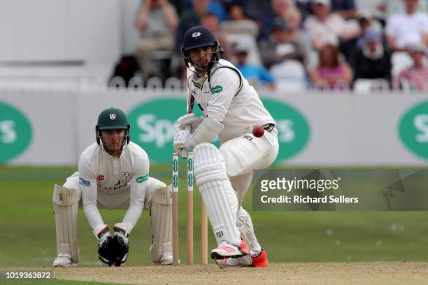 Yorkshire's Jack Brooks in action during day one of the Specsavers Championship Division One match between Yorkshire and Worcestershire at North...