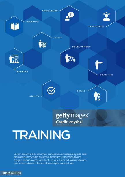 training. brochure template layout, cover design - adult stock illustrations