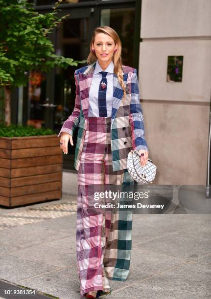 Blake Lively poses outside the Crosby Hotel on August 18, 2018 in New York City.