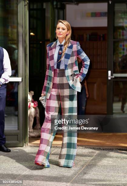 Blake Lively poses outside the Crosby Hotel on August 18, 2018 in New York City.