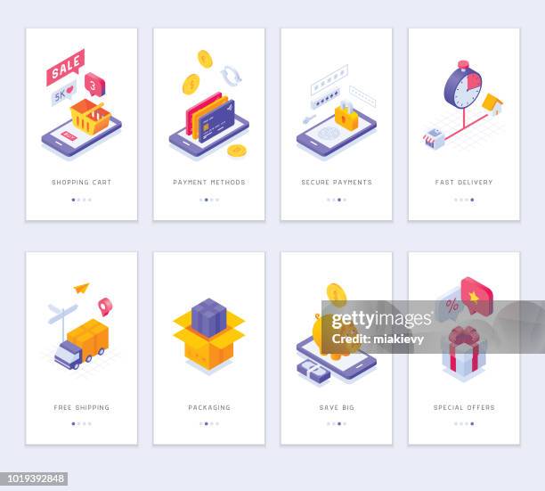 線上購物應用程式螢幕 - 信用卡購物 幅插畫檔、美工圖案、卡通及圖標