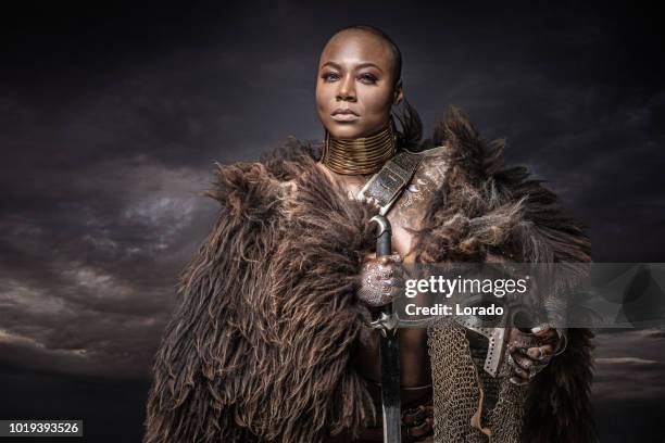 beautiful black warrior princess - viking warrior stock pictures, royalty-free photos & images