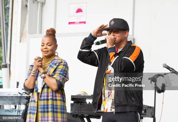 Janet Jackson and Daddy Yankee celebrate release of single Made For Now during 44th annual Harlem Week at St. Nicholas Park.