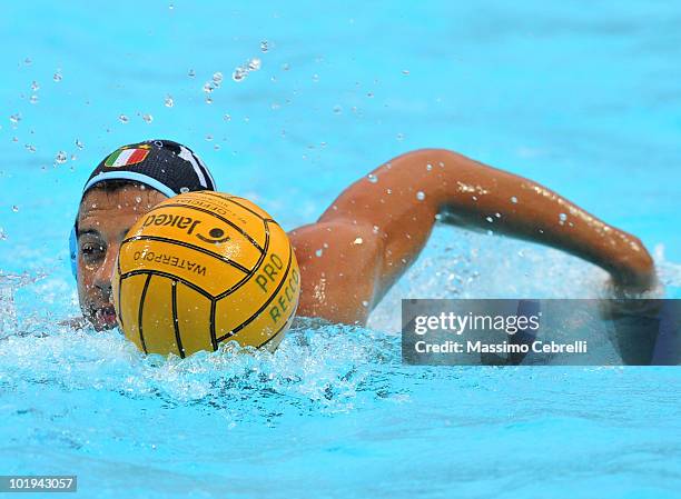 Vanja Udovicic of Pro Recco controls the ball during the Iitalian waterpolo final game three on June 8, 2010 at Luceto swimming pool in Savona, Italy.