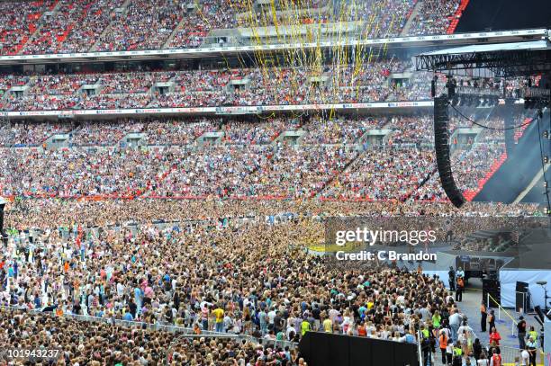 Crowds at the Capital FM Summertime Ball at Wembley Stadium on June 6, 2010 in London, England.