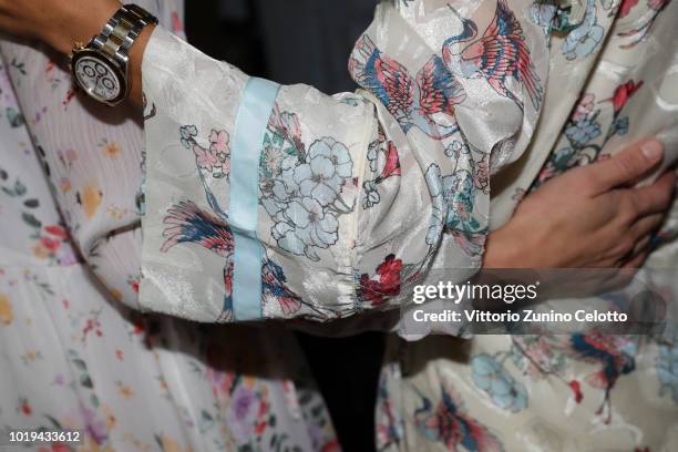 Models, fashion detail, backstage ahead of the Line of Oslo show during Oslo Runway SS19 at Bankplassen 4 on August 15, 2018 in Oslo, Norway.